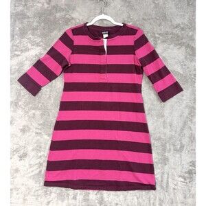 Patagonia Women’s Medium Organic Cotton Stripe Dress Pink Plum 3/4 Sleeve Henley